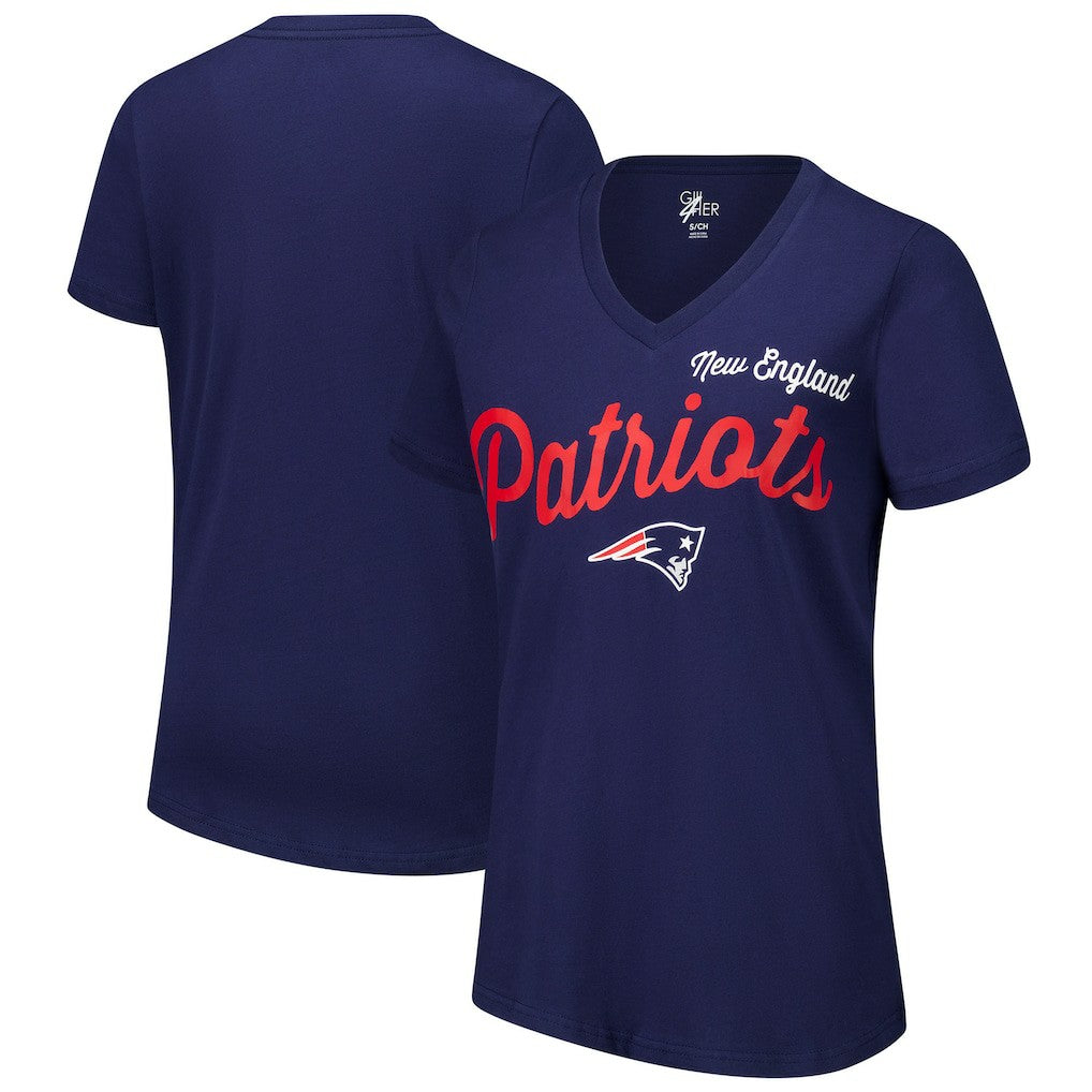 New England Patriots G-III 4Her by Carl Banks Women's Post Season V-Neck T-Shirt - Navy - NFL