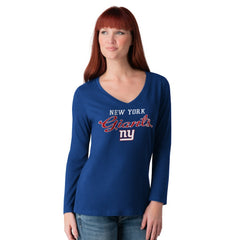 New York Giants G-III 4Her by Carl Banks Women's Post Season Long Sleeve V-Neck T-Shirt - Royal - NFL