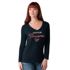 Houston Texans G-III 4Her by Carl Banks Women's Post Season Long Sleeve V-Neck T-Shirt - Navy - NFL