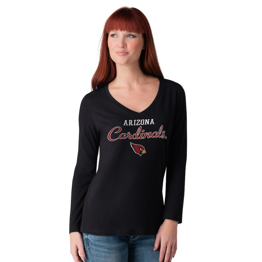 Arizona Cardinals G-III 4Her by Carl Banks Women's Post Season Long Sleeve V-Neck T-Shirt - Black - NFL