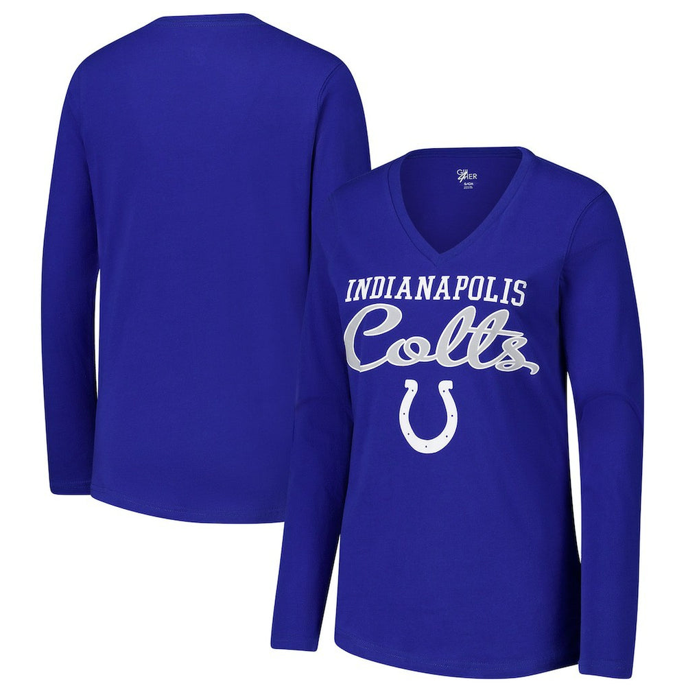 Indianapolis Colts G-III 4Her by Carl Banks Women's Post Season Long Sleeve V-Neck T-Shirt - Royal - NFL