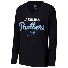 Carolina Panthers G-III 4Her by Carl Banks Women's Post Season Long Sleeve V-Neck T-Shirt - Black - NFL