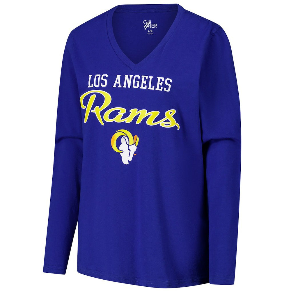 Los Angeles Rams G-III 4Her by Carl Banks Women's Post Season Long Sleeve V-Neck T-Shirt - Royal - NFL