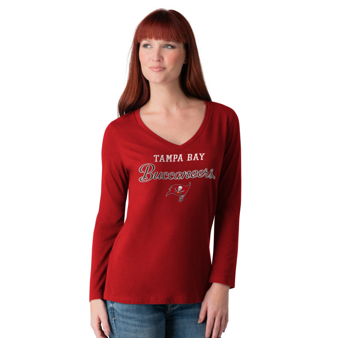 Tampa Bay Buccaneers G-III 4Her by Carl Banks Women's Post Season Long Sleeve V-Neck T-Shirt - Red - NFL