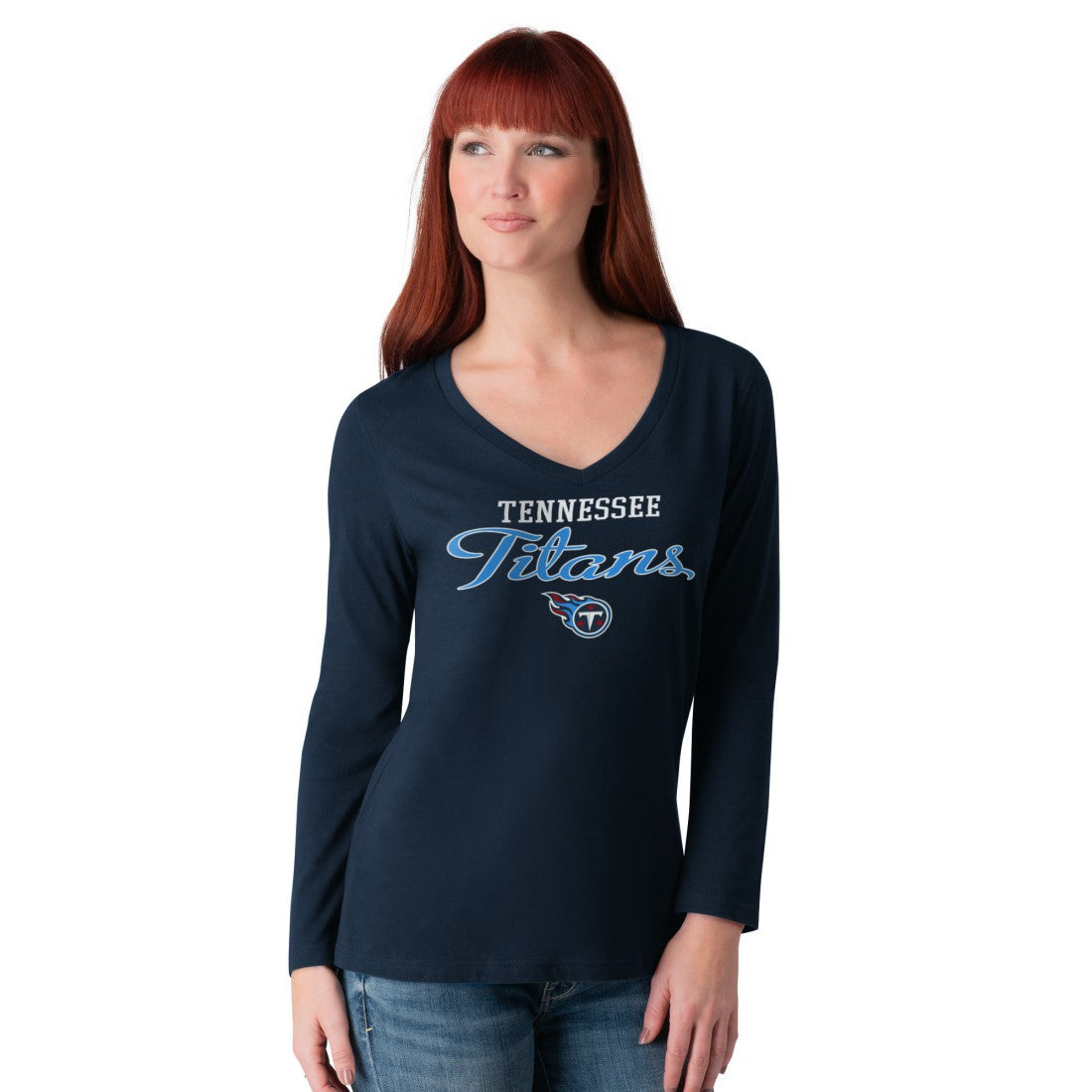 Tennessee Titans G-III 4Her by Carl Banks Women's Post Season Long Sleeve V-Neck T-Shirt - Navy - NFL