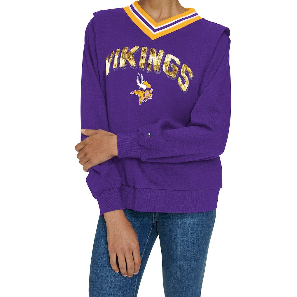 Minnesota Vikings Tommy Hilfiger Women's Alice V-Neck Pullover Sweatshirt - Purple - NFL