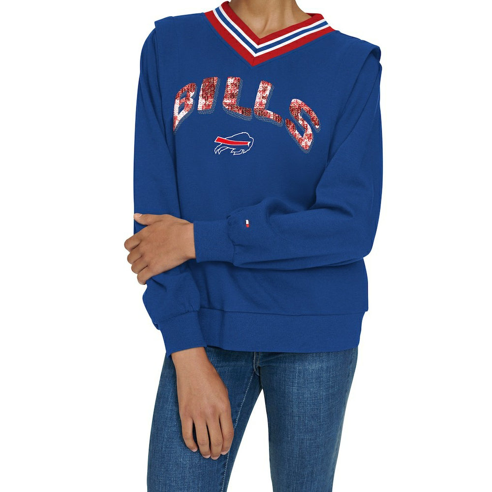 Buffalo Bills Tommy Hilfiger Women's Alice V-Neck Pullover Sweatshirt - Royal - NFL