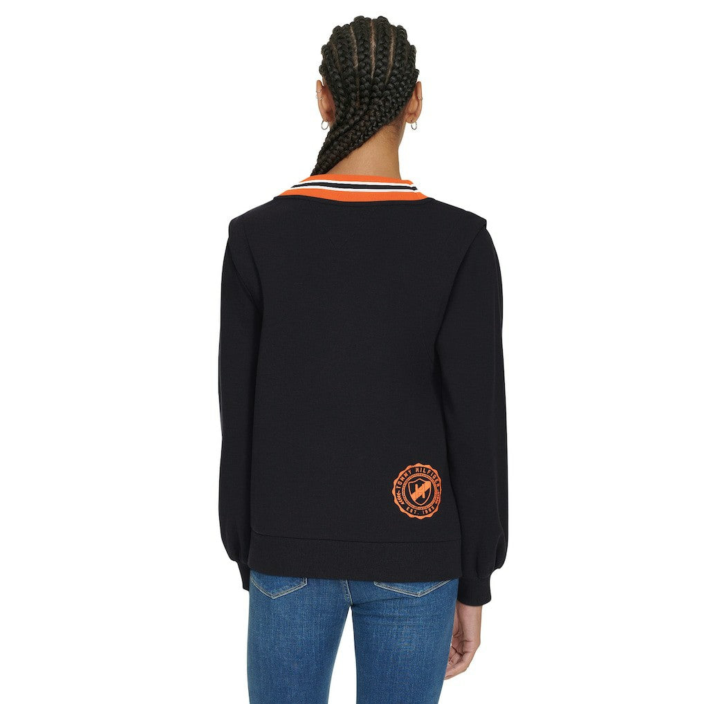 Cincinnati Bengals Tommy Hilfiger Women's Alice V-Neck Pullover Sweatshirt - Black - NFL