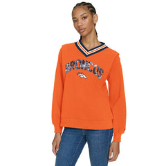 Denver Broncos Tommy Hilfiger Women's Alice V-Neck Pullover Sweatshirt - Orange - NFL