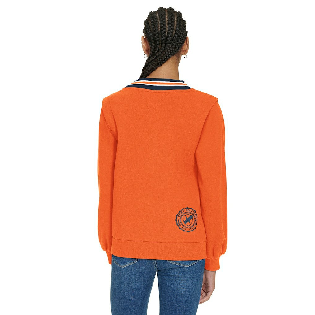Denver Broncos Tommy Hilfiger Women's Alice V-Neck Pullover Sweatshirt - Orange - NFL