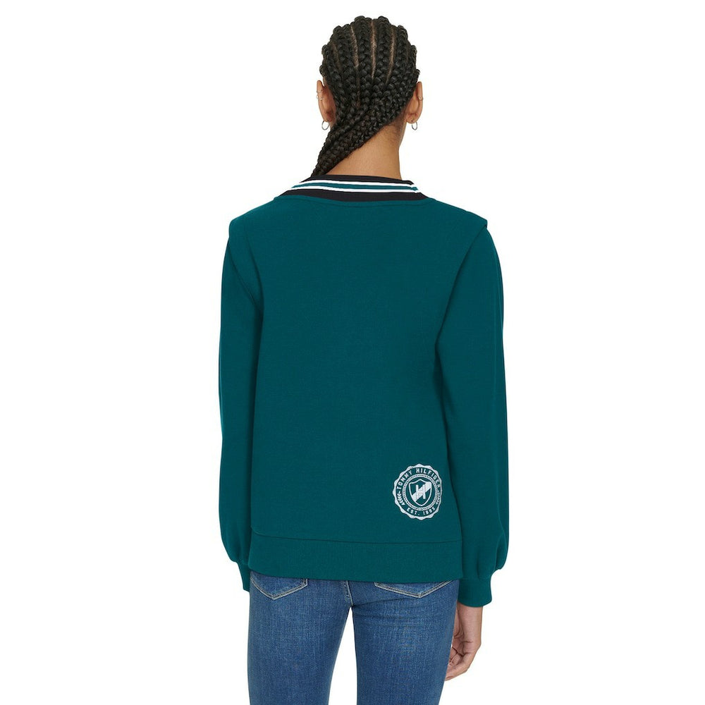 Philadelphia Eagles Tommy Hilfiger Women's Alice V-Neck Pullover Sweatshirt - Midnight Green - NFL
