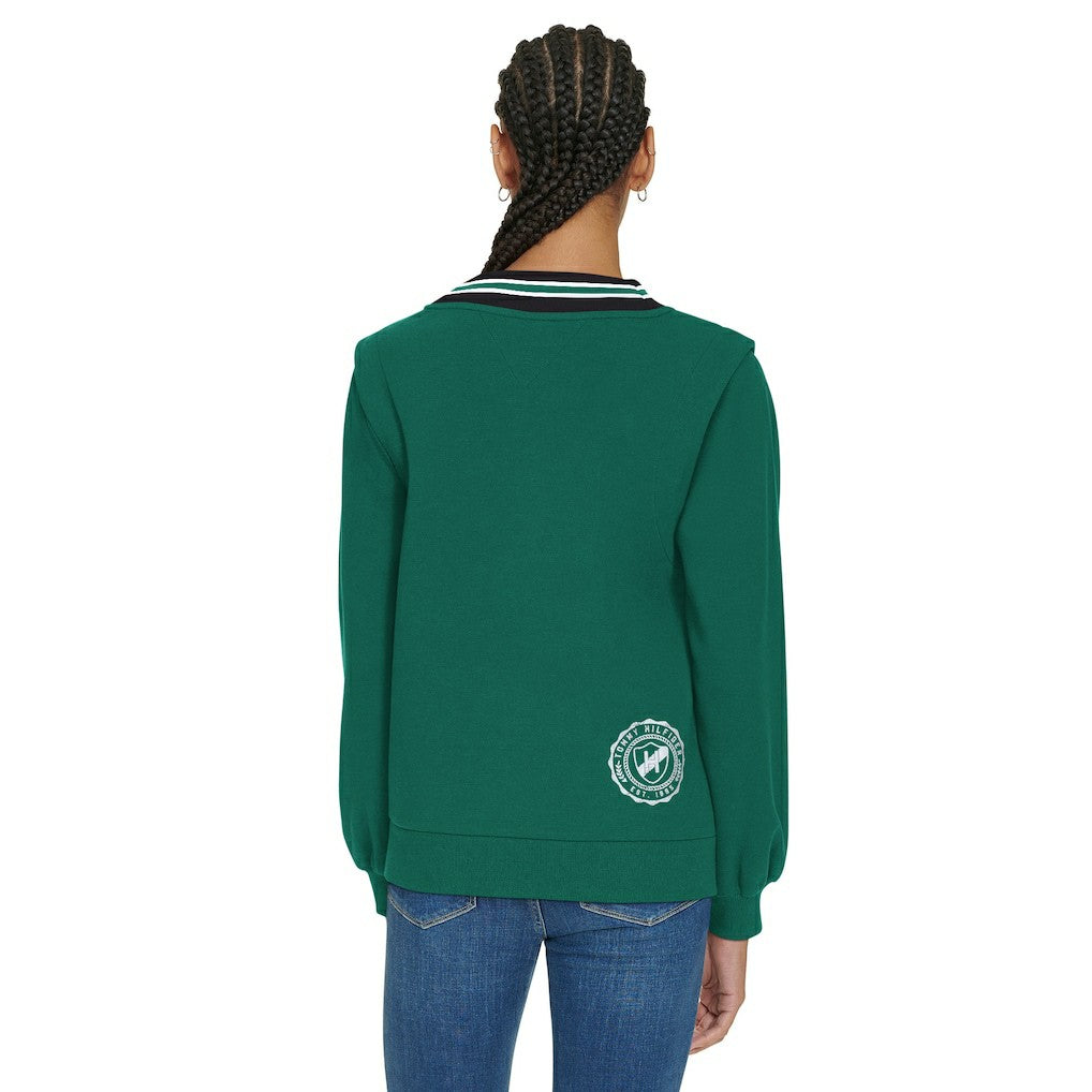 New York Jets Tommy Hilfiger Women's Alice V-Neck Pullover Sweatshirt - Green - NFL