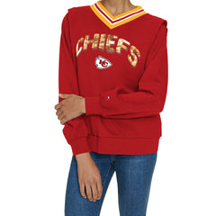 Kansas City Chiefs Tommy Hilfiger Women's Alice V-Neck Pullover Sweatshirt - Red - NFL