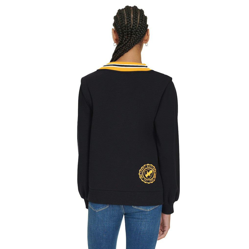 Pittsburgh Steelers Tommy Hilfiger Women's Alice V-Neck Pullover Sweatshirt - Black - NFL