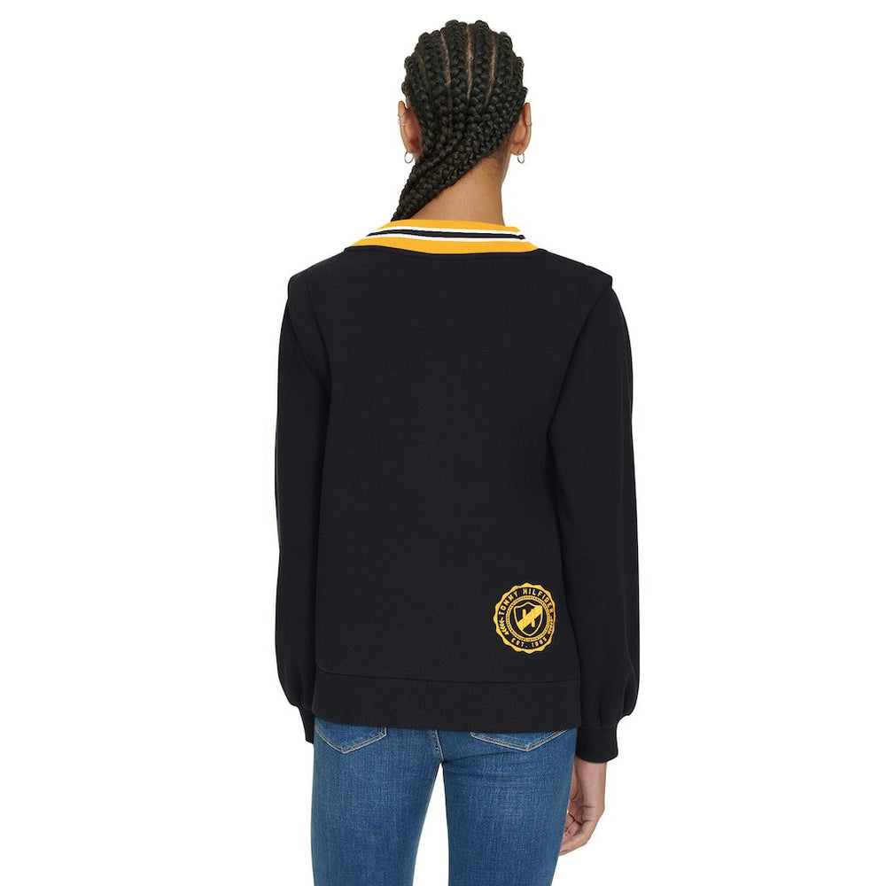 Pittsburgh Steelers Tommy Hilfiger Women's Alice V-Neck Pullover Sweatshirt - Black - NFL