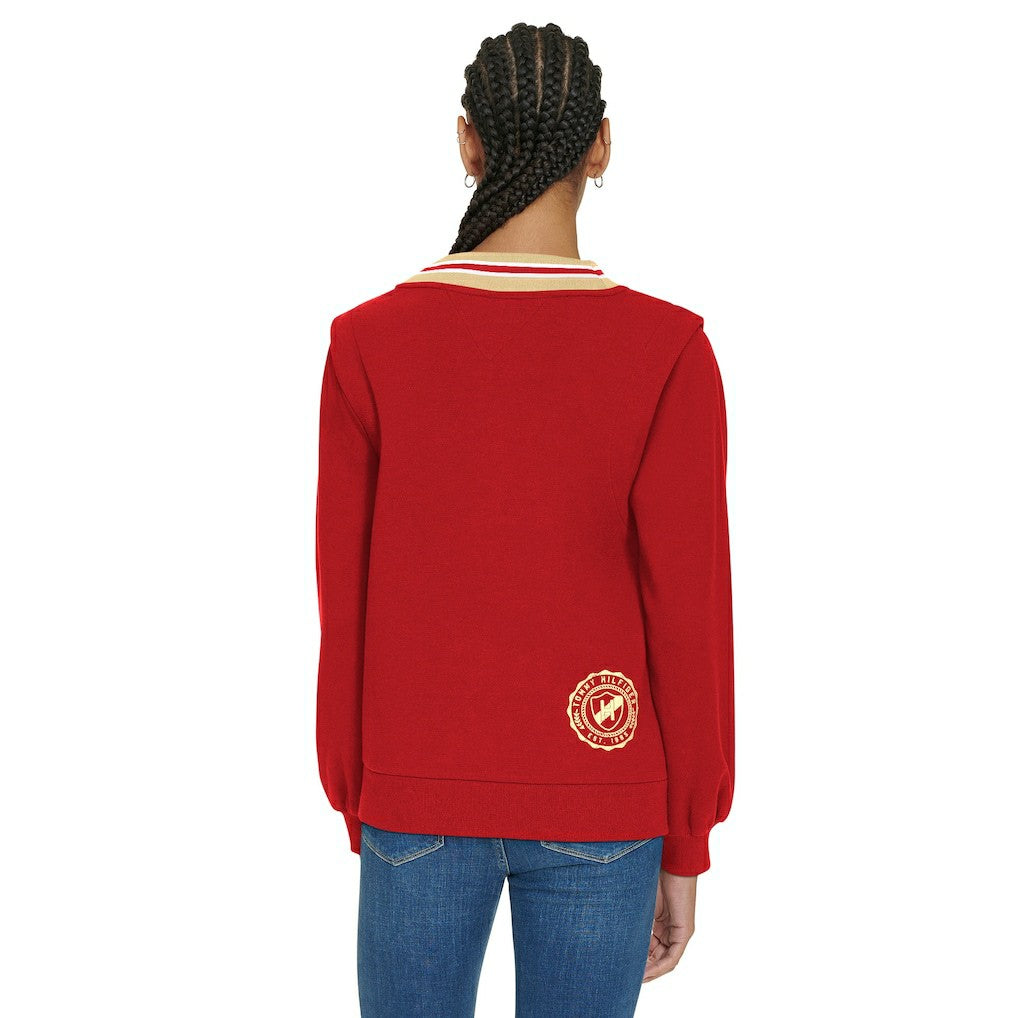 San Francisco 49ers Tommy Hilfiger Women's Alice V-Neck Pullover Sweatshirt - Scarlet - NFL