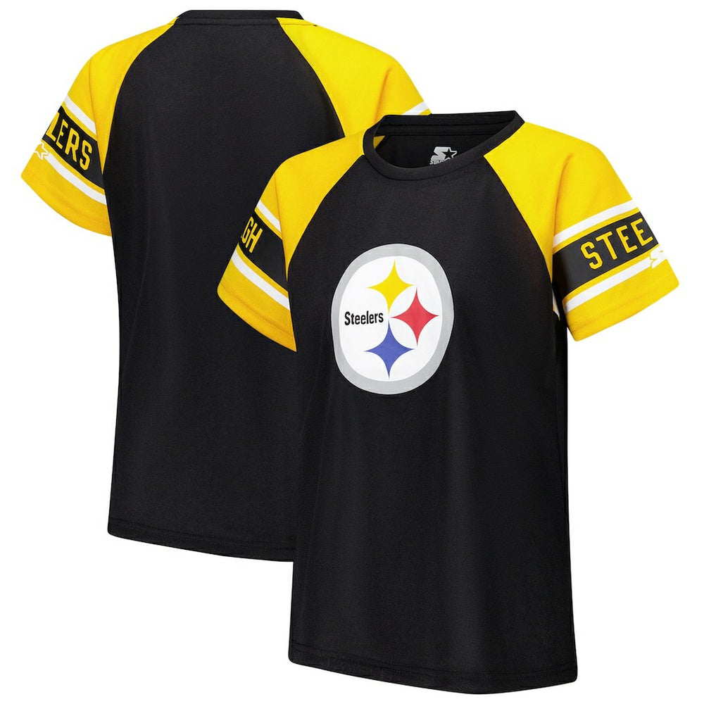 Pittsburgh Steelers Starter Women's 1st Rounder Color Block Raglan Top - Black - NFL
