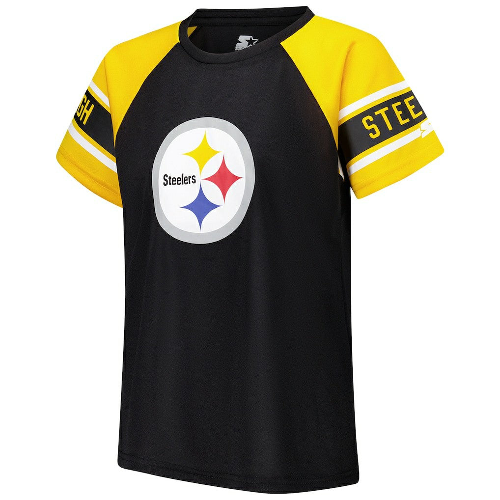 Pittsburgh Steelers Starter Women's 1st Rounder Color Block Raglan Top - Black - NFL