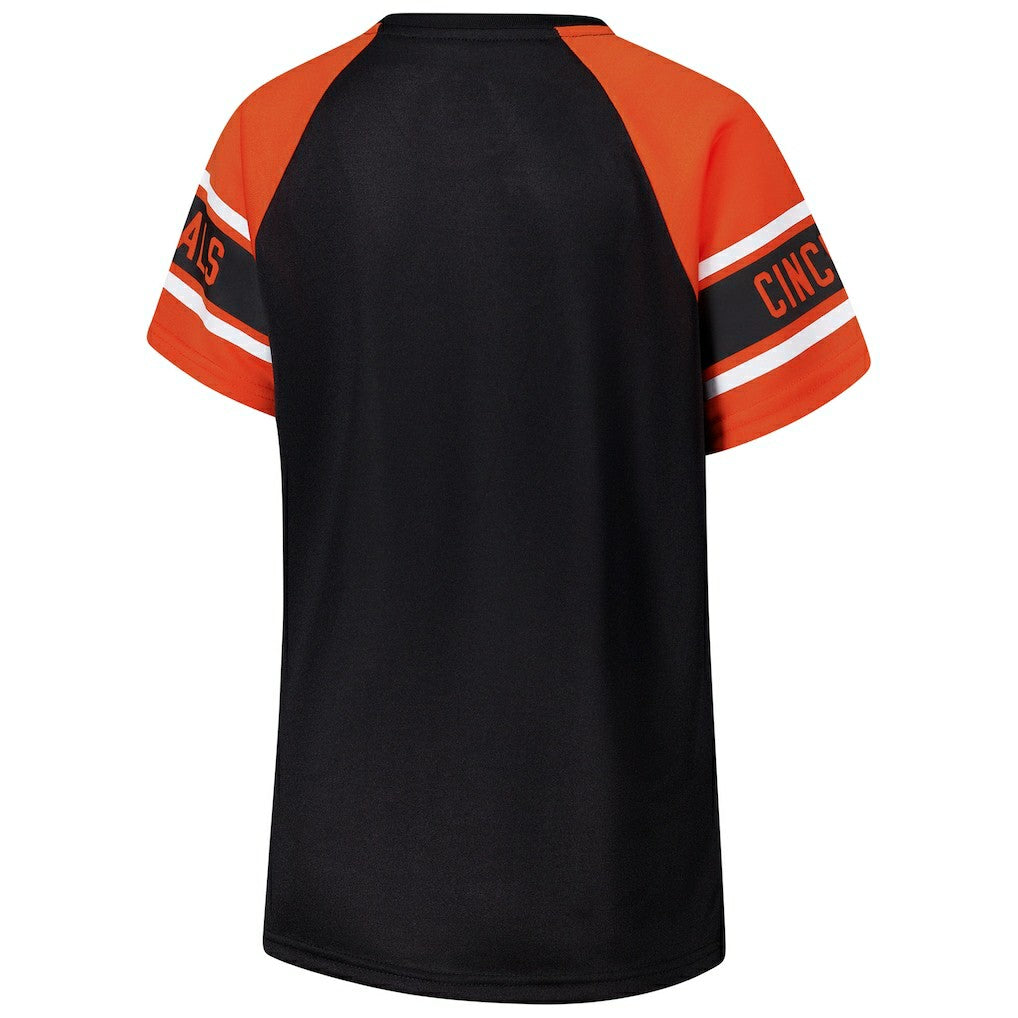 Cincinnati Bengals Starter Women's 1st Rounder Color Block Raglan Top - Black - NFL