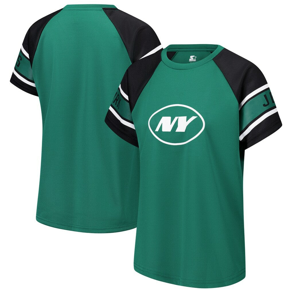 New York Jets Starter Women's 1st Rounder Color Block Raglan Top - Green - NFL