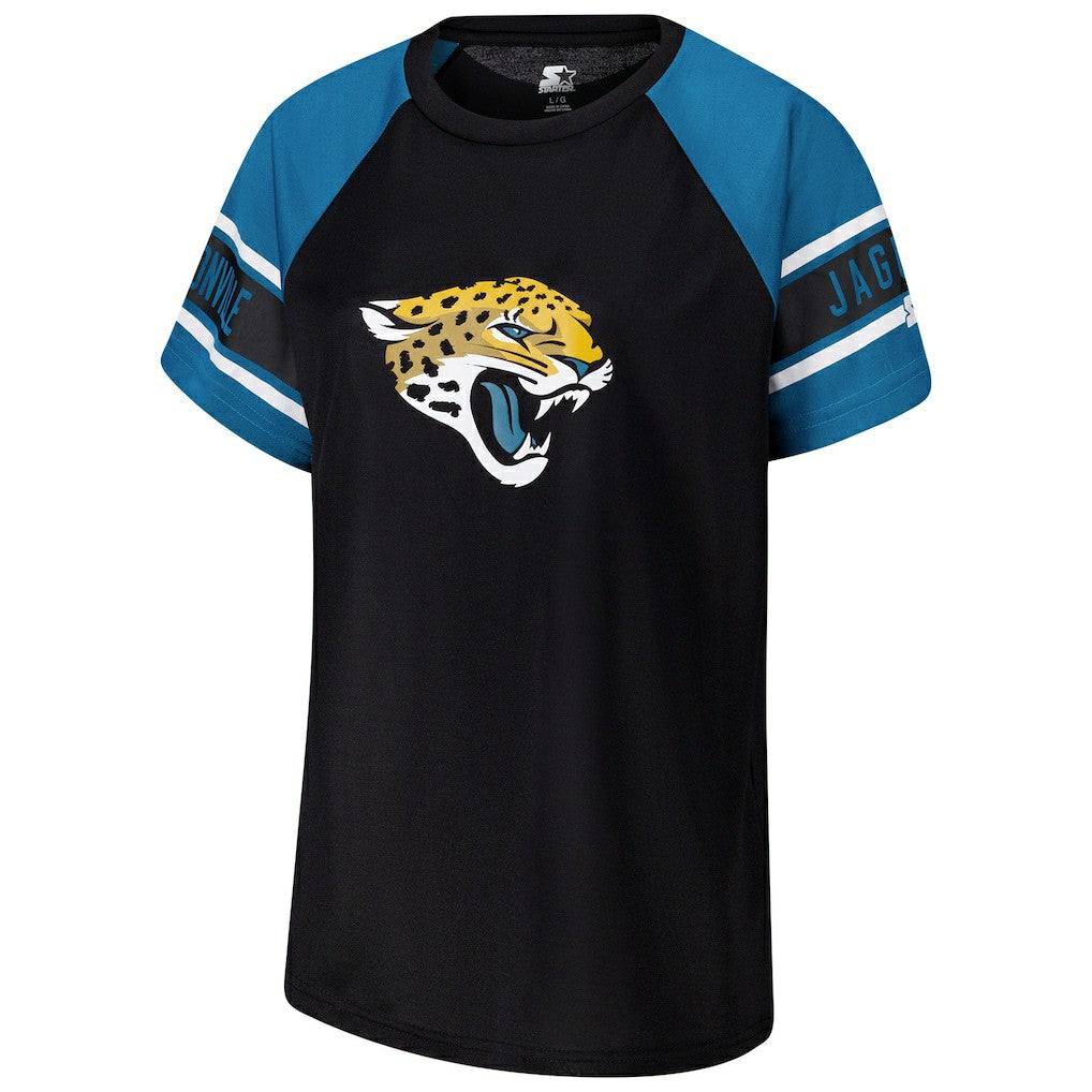 Jacksonville Jaguars Starter Women's 1st Rounder Color Block Raglan Top - Black - NFL