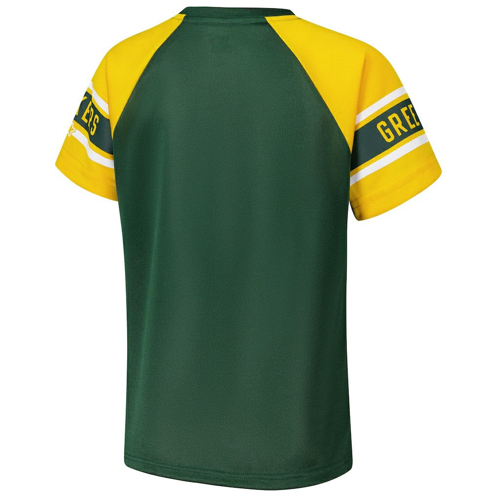 Green Bay Packers Starter Women's 1st Rounder Color Block Raglan Top - Green - NFL