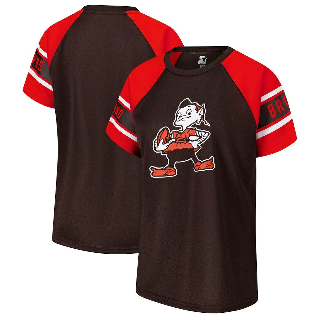 Cleveland Browns Starter Women's 1st Rounder Color Block Raglan Top - Brown - NFL