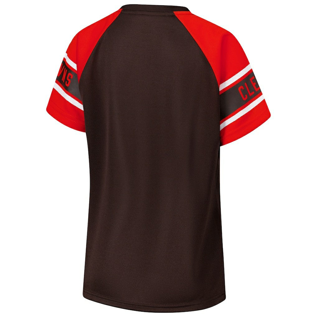 Cleveland Browns Starter Women's 1st Rounder Color Block Raglan Top - Brown - NFL