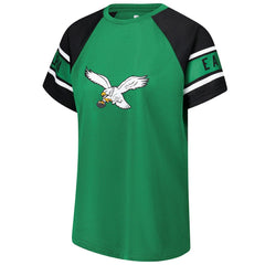 Philadelphia Eagles Starter Women's 1st Rounder Color Block Raglan Top - Kelly Green - NFL
