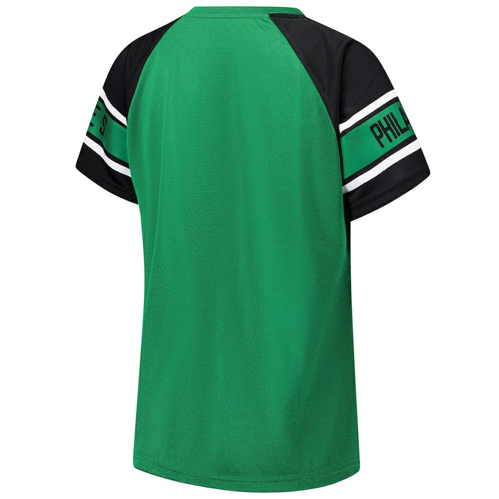 Philadelphia Eagles Starter Women's 1st Rounder Color Block Raglan Top - Kelly Green - NFL