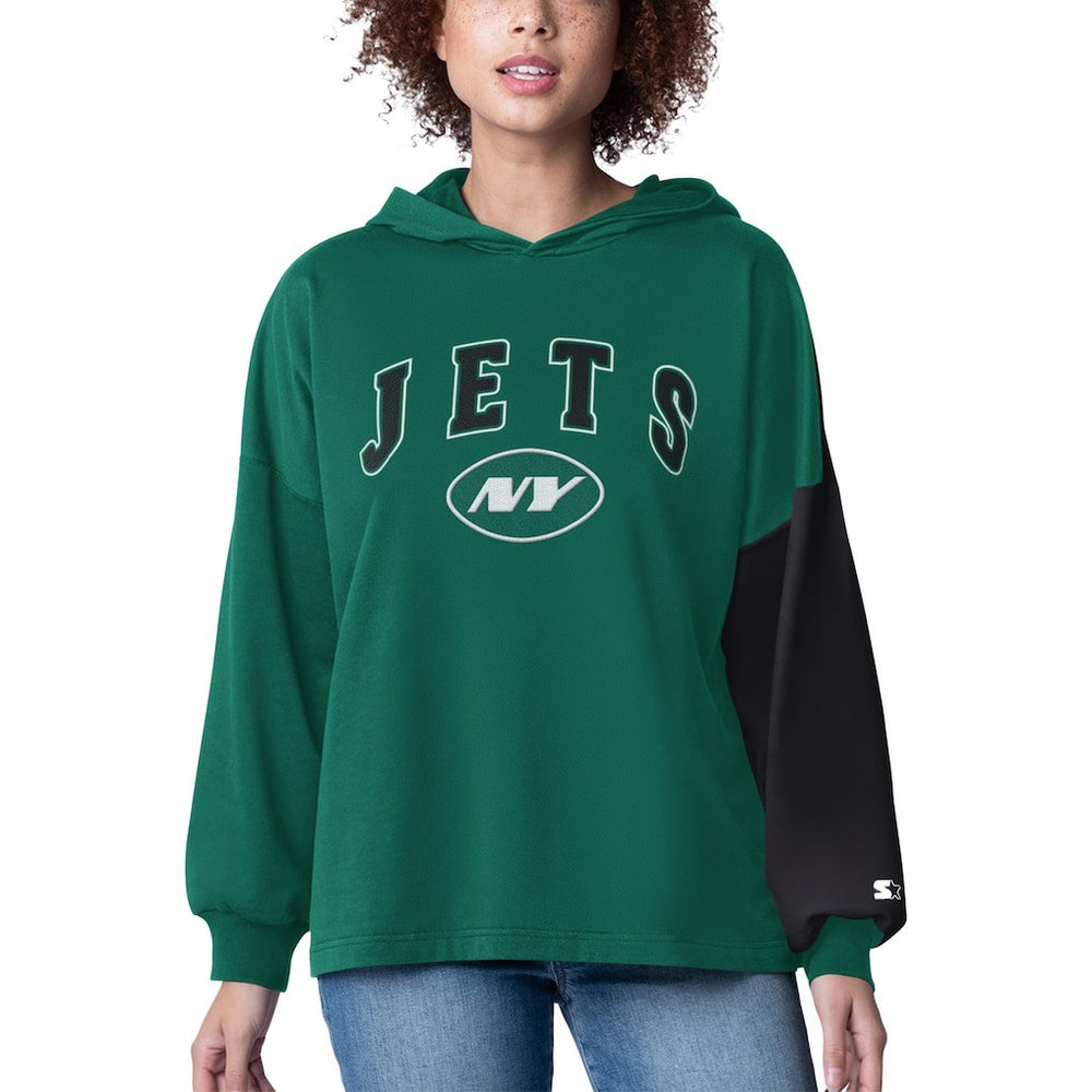 New York Jets Starter Women's Power Move Long Sleeve Pullover Hoodie - Green - NFL
