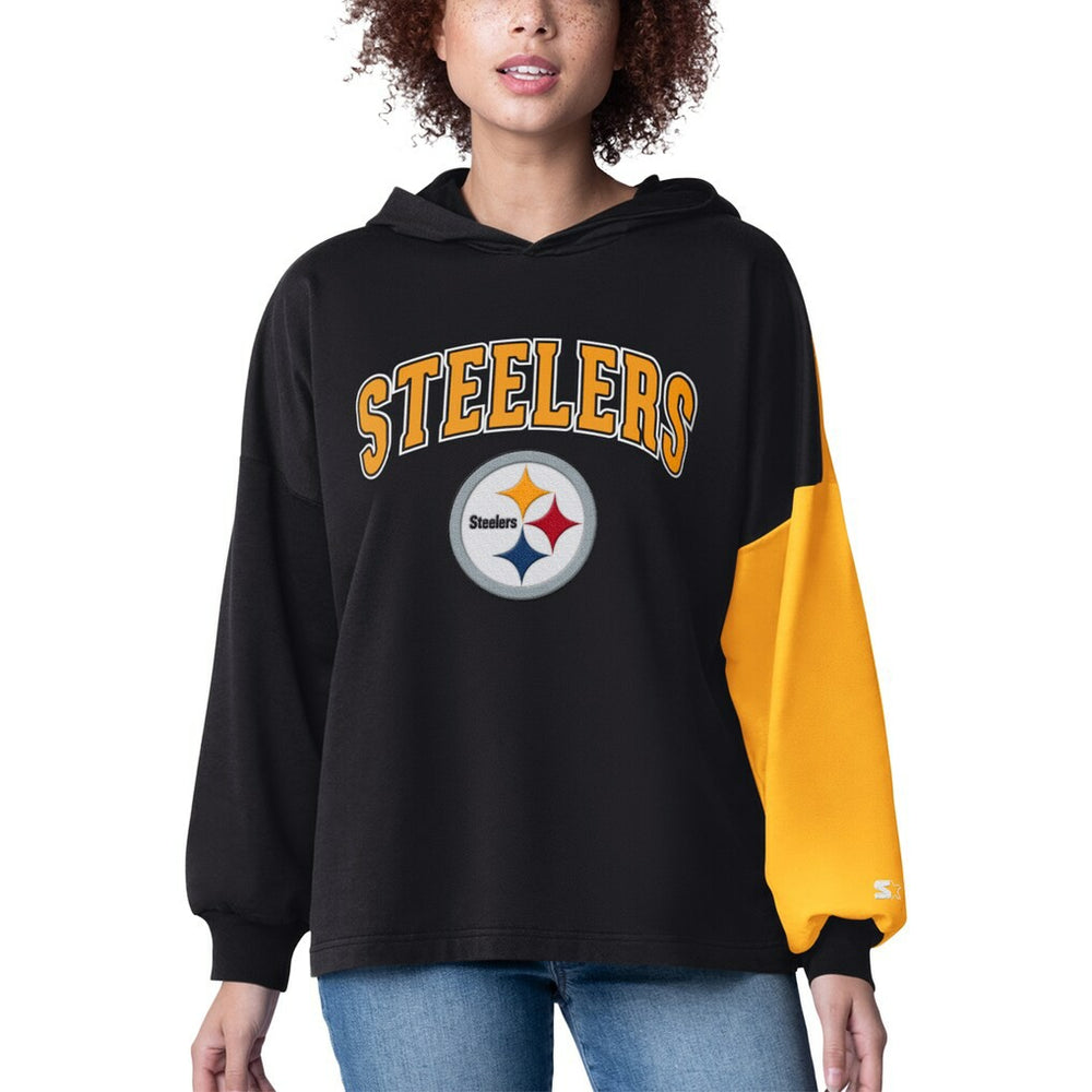 Pittsburgh Steelers Starter Women's Power Move Long Sleeve Pullover Hoodie - Black - NFL