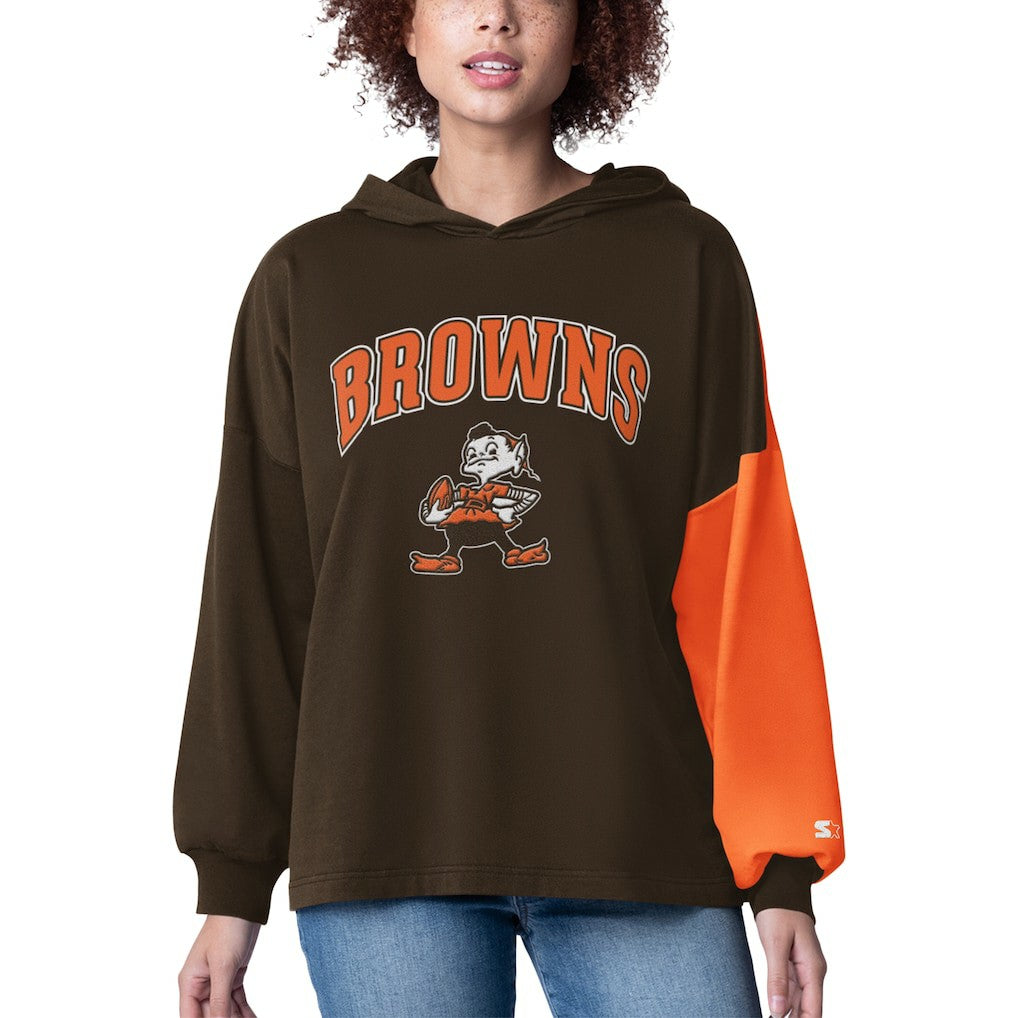 Cleveland Browns Starter Women's Power Move Long Sleeve Pullover Hoodie - Brown - NFL