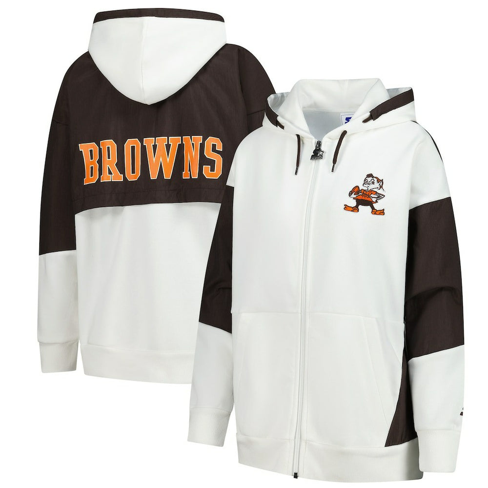 Cleveland Browns Starter Women's Scrimmage Full-Zip Hoodie - White - NFL