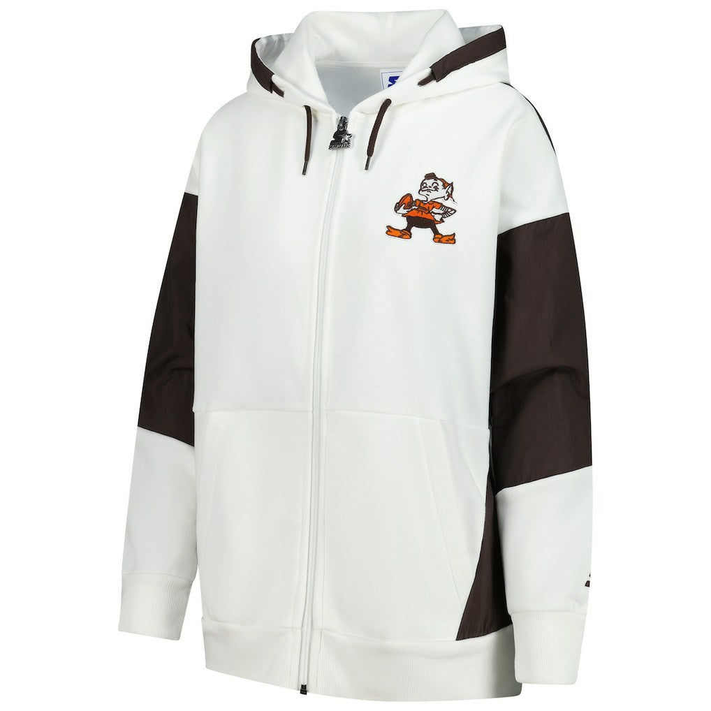 Cleveland Browns Starter Women's Scrimmage Full-Zip Hoodie - White - NFL