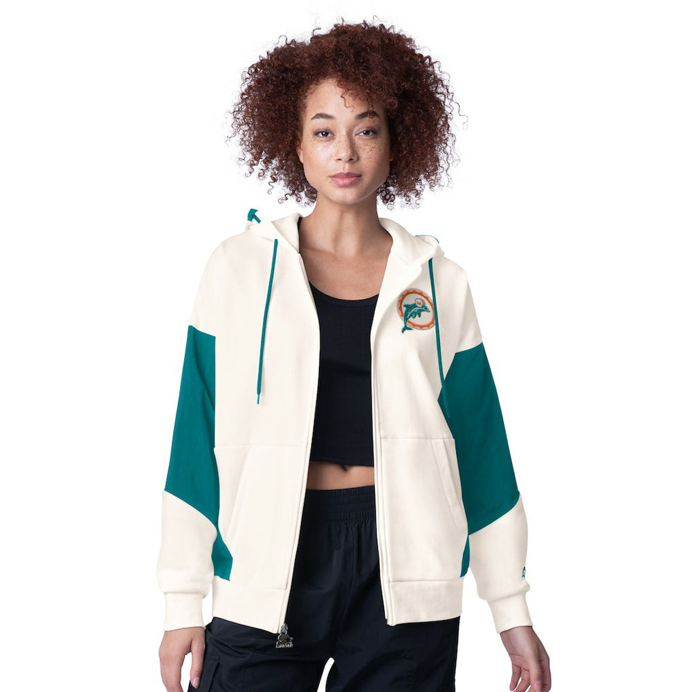 Miami Dolphins Starter Women's Scrimmage Full-Zip Hoodie - White - NFL