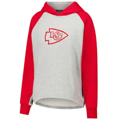 Kansas City Chiefs DKNY Sport Women's Joy Cropped Raglan Pullover Hoodie - Gray/Red - NFL