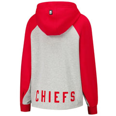 Kansas City Chiefs DKNY Sport Women's Joy Cropped Raglan Pullover Hoodie - Gray/Red - NFL