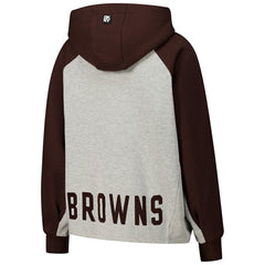 Cleveland Browns DKNY Sport Women's Joy Cropped Raglan Pullover Hoodie - Gray/Brown - NFL