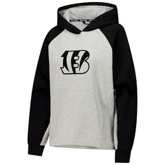 Cincinnati Bengals DKNY Sport Women's Joy Cropped Raglan Pullover Hoodie - Gray/Black - NFL