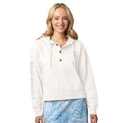 Las Vegas Raiders Margaritaville Women's Island Dream Solid Pullover Hoodie - Cream - NFL