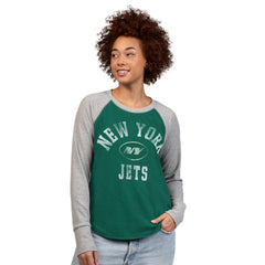 New York Jets G-III 4Her by Carl Banks Women's Waffle Knit Raglan Long Sleeve T-Shirt - Green/Heather Gray - NFL