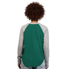 New York Jets G-III 4Her by Carl Banks Women's Waffle Knit Raglan Long Sleeve T-Shirt - Green/Heather Gray - NFL