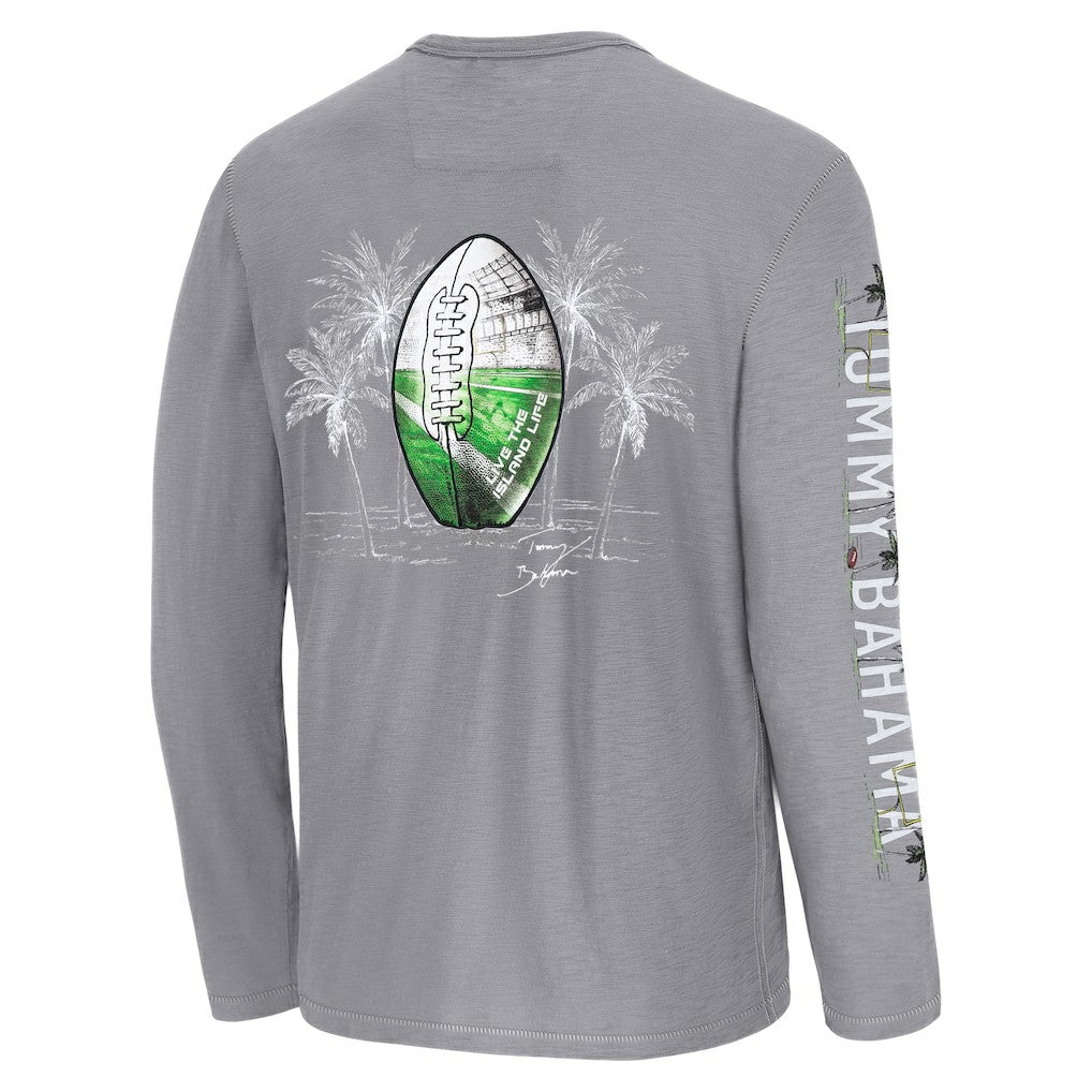 New York Jets Oasis Endzone Lux Long Sleeve T-Shirt - Gray - Tommy Bahama