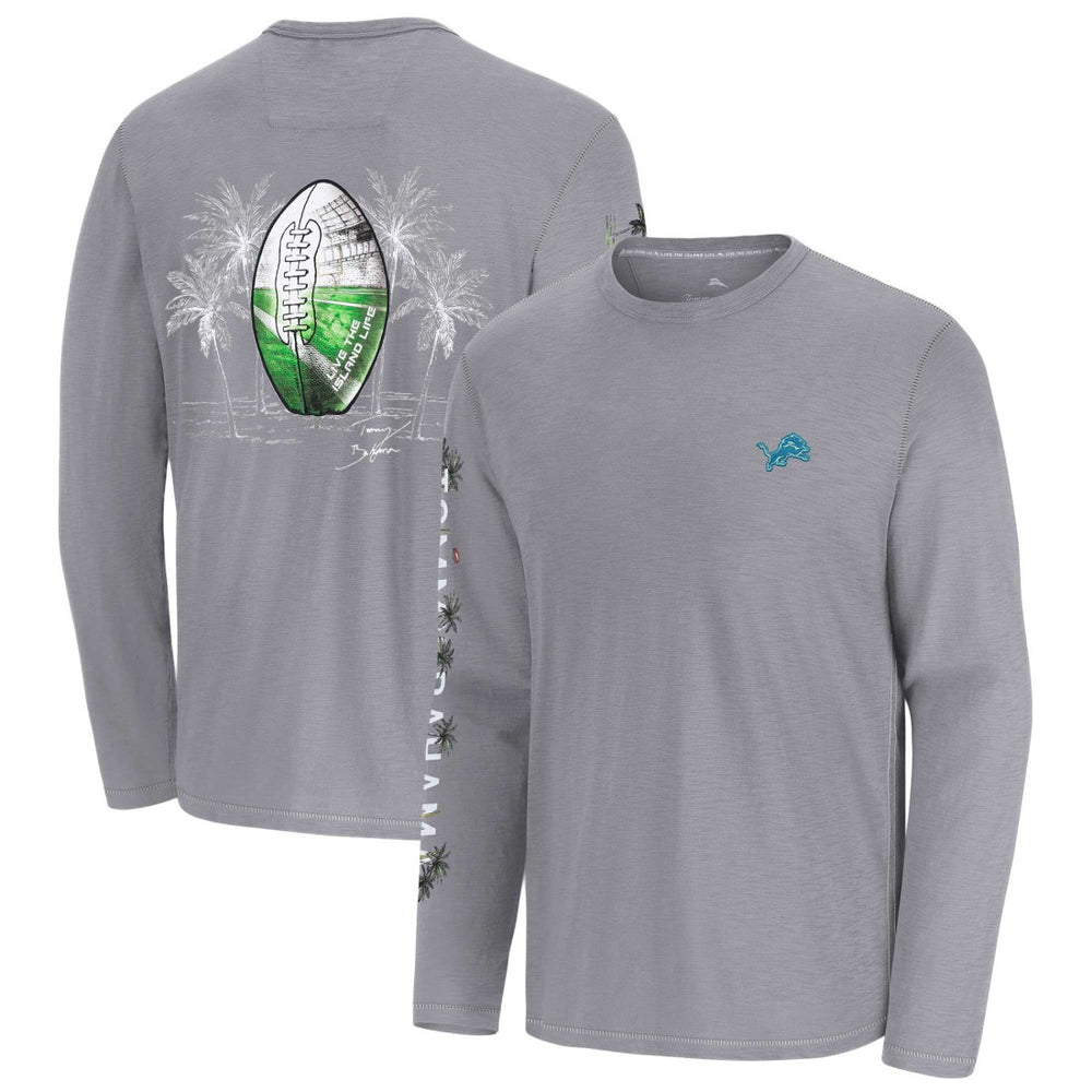 Detroit Lions Oasis Endzone Lux Long Sleeve T-Shirt - Gray - Tommy Bahama