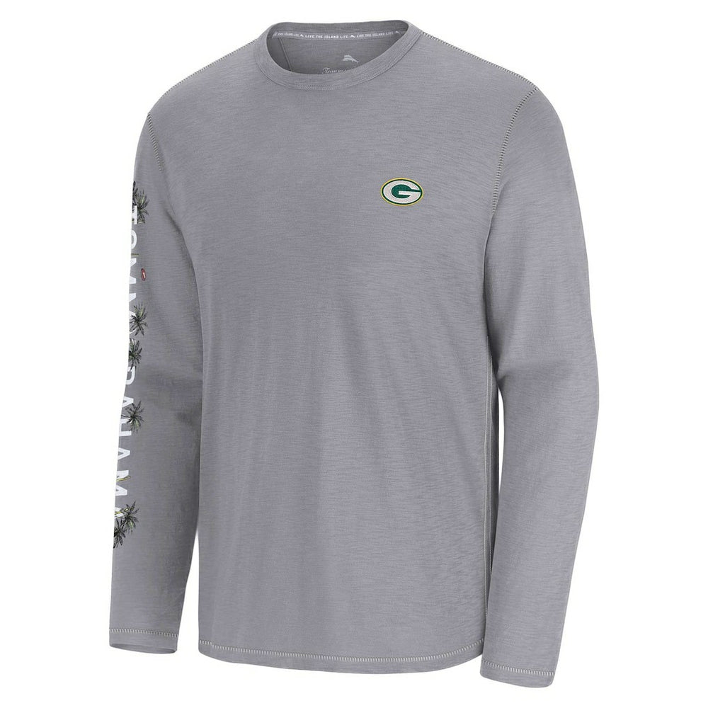 Green Bay Packers Oasis Endzone Lux Long Sleeve T-Shirt - Gray - Tommy Bahama