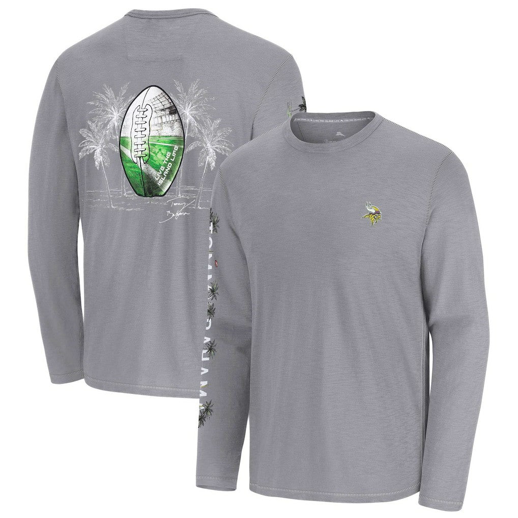 Minnesota Vikings Oasis Endzone Lux Long Sleeve T-Shirt - Gray - Tommy Bahama