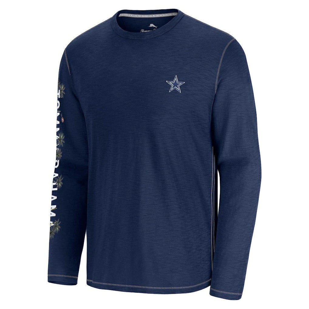 Dallas Cowboys Oasis Endzone Lux Long Sleeve T-Shirt - Blue - Tommy Bahama