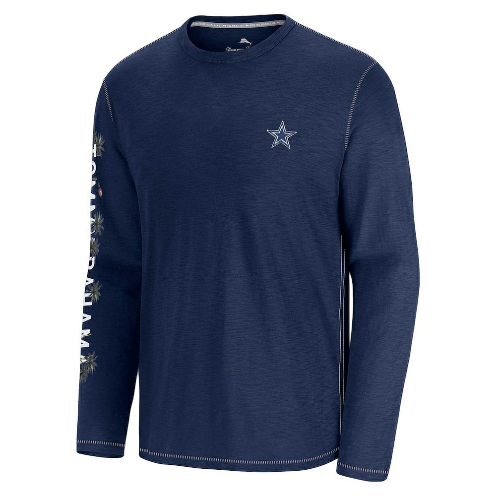 Dallas Cowboys Oasis Endzone Lux Long Sleeve T-Shirt - Blue - Tommy Bahama