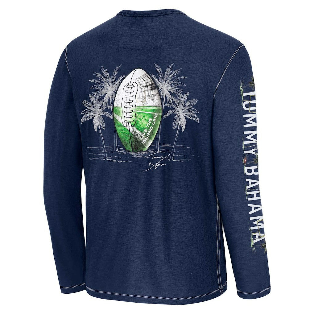Dallas Cowboys Oasis Endzone Lux Long Sleeve T-Shirt - Blue - Tommy Bahama